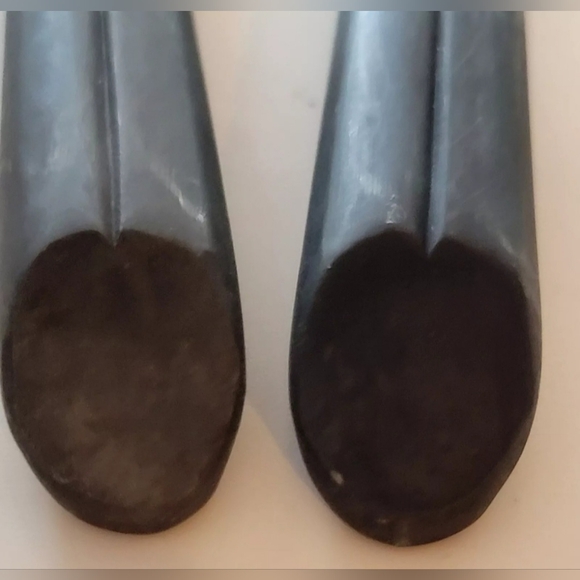 Vintage MCM Stainless Steel Salad Set Fork&Spoon 11.5" Grooved Matte Handles - Picture 4 of 7